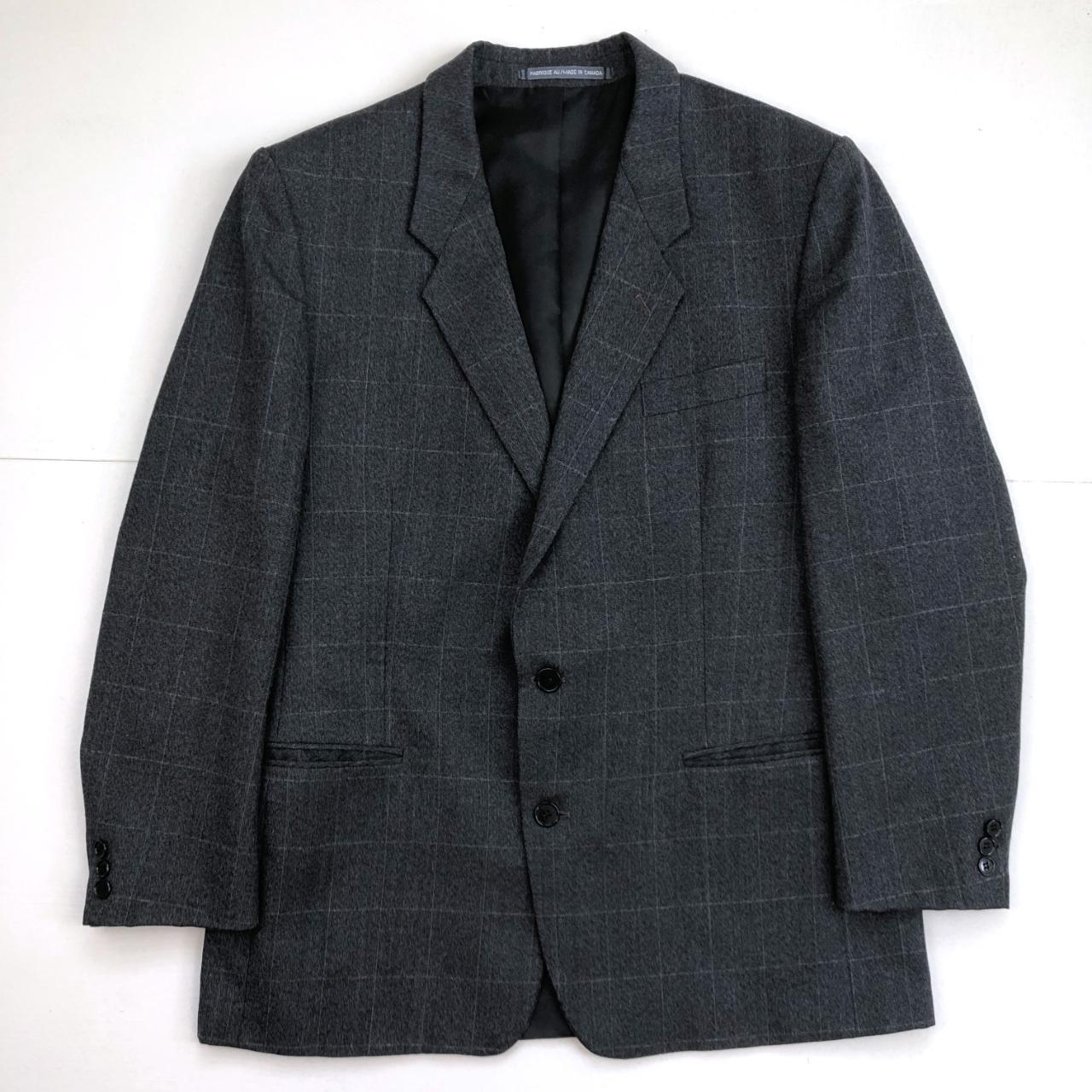 Vintage Mens Gray Plaid Blazer | 70s Twill Wool... - Depop