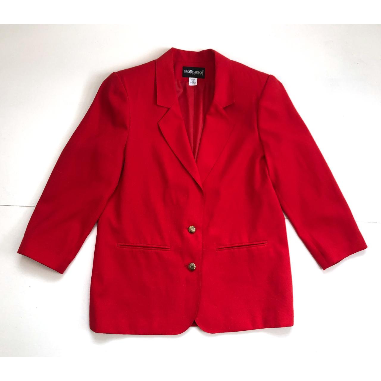 Vintage Red Blazer | 80s Washable Woven Jacket with... - Depop