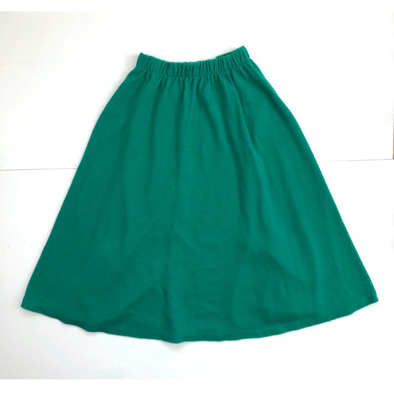Vintage Knit Acrylic Skirt | 70s Bright Jade Green... - Depop