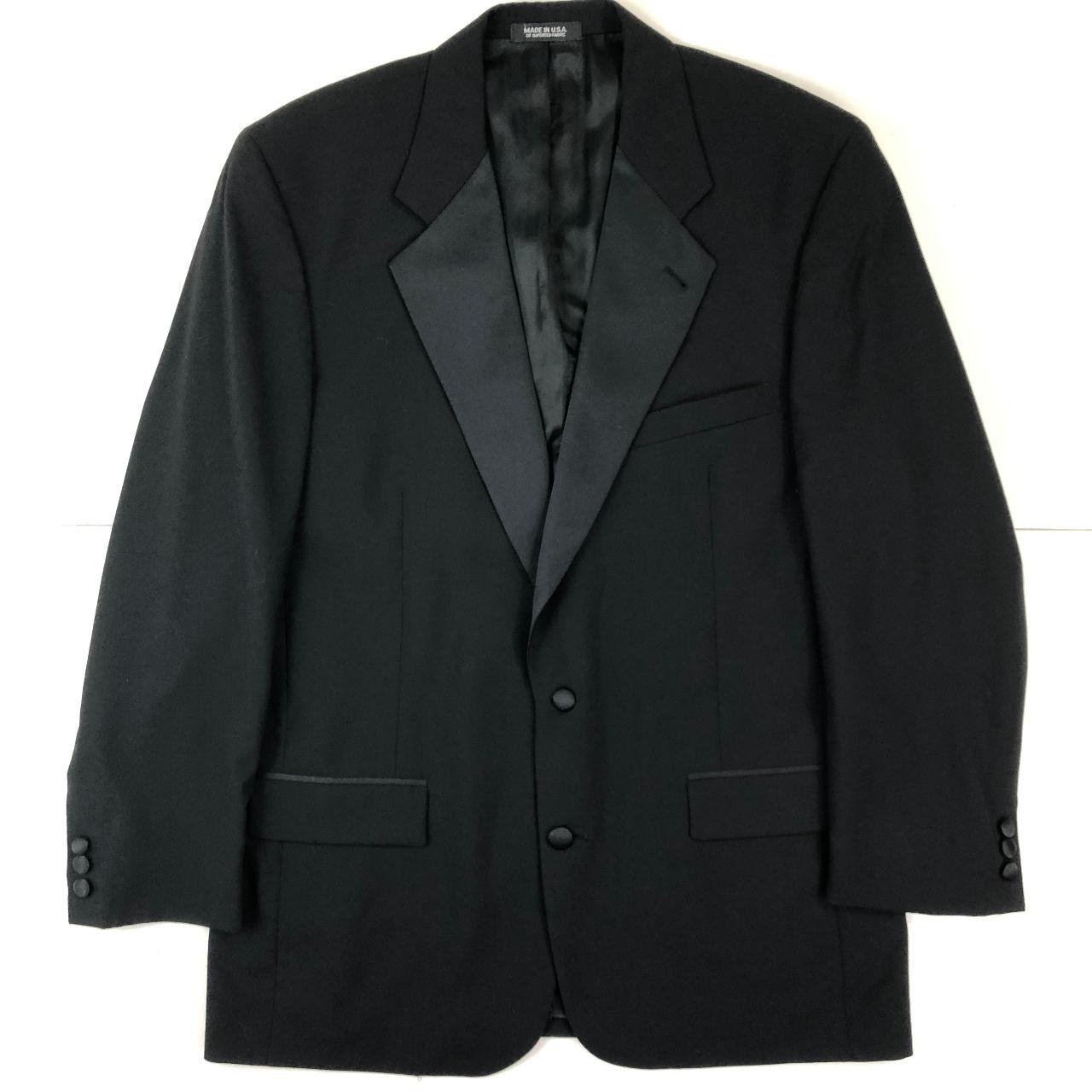 Vintage Mens Tuxedo Blazer | 90s Black Worsted Wool... - Depop