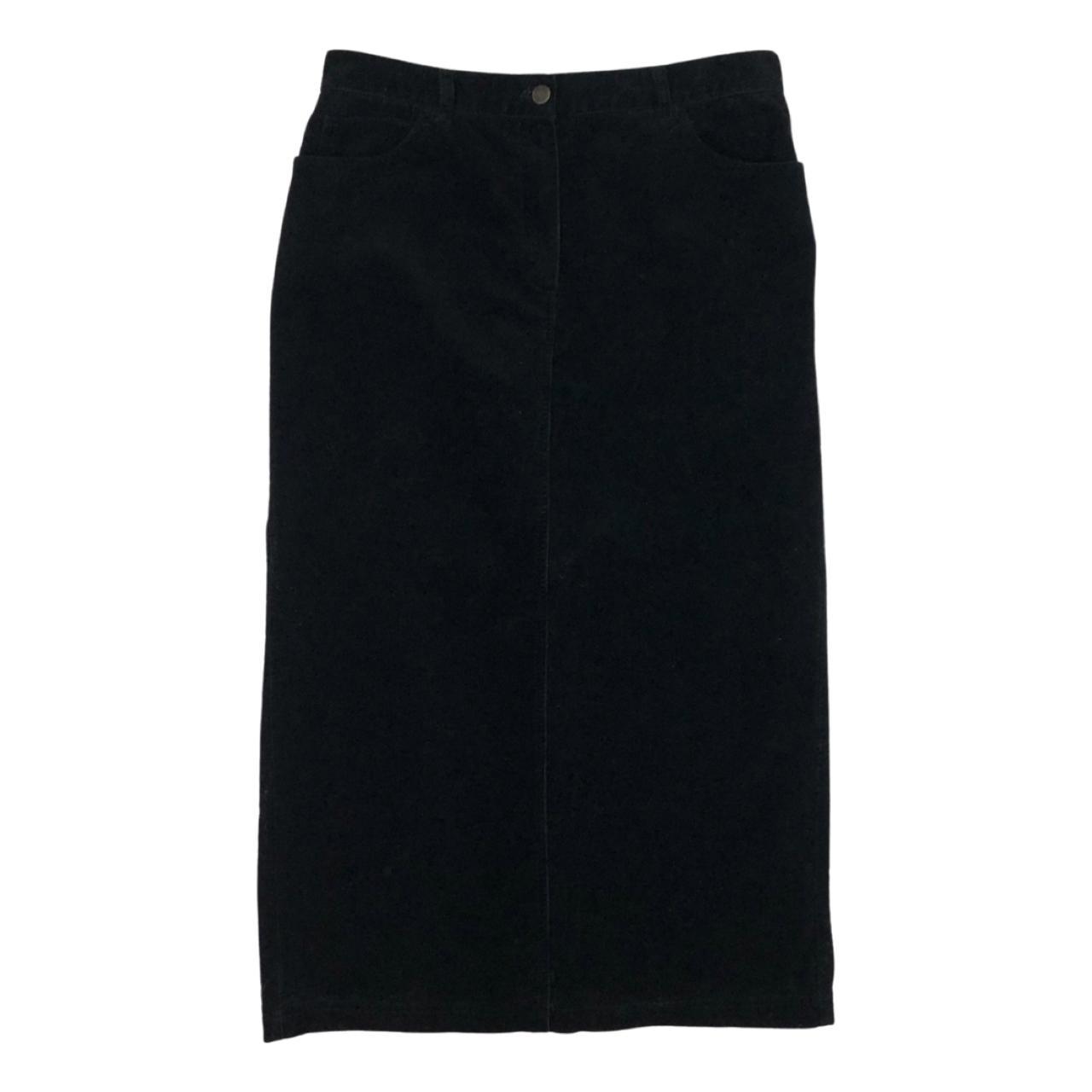 Vintage Black Corduroy Maxi Skirt | 90s Waled Cotton... - Depop