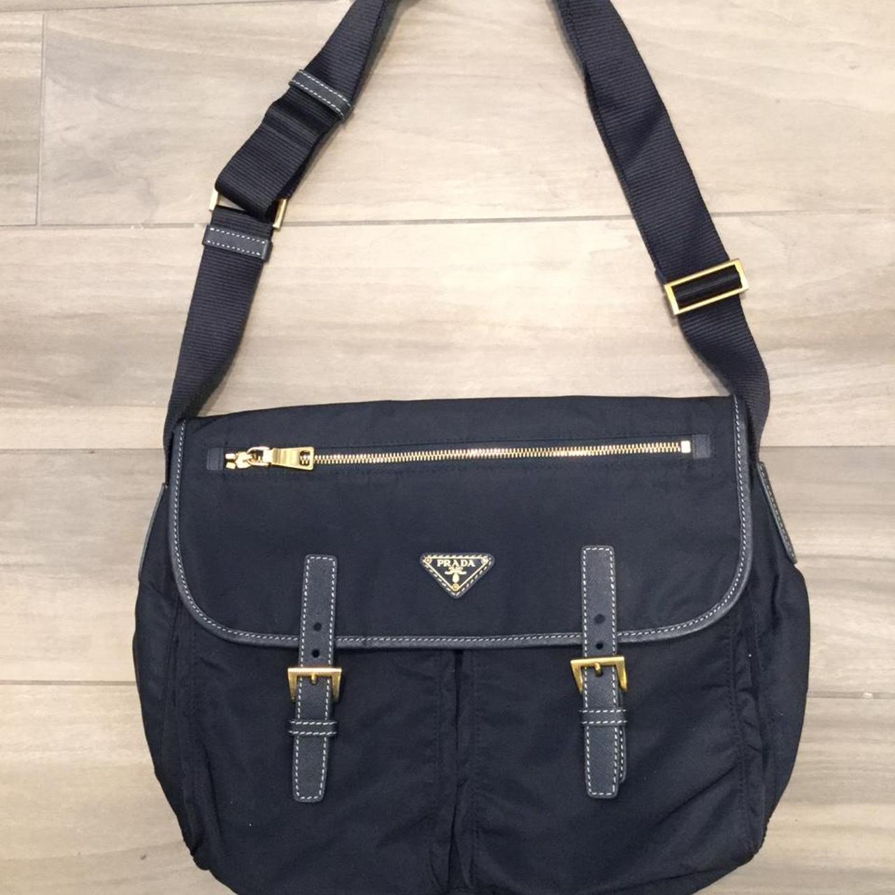 Prada Messenger Bag Blue Leather Perfect Condition