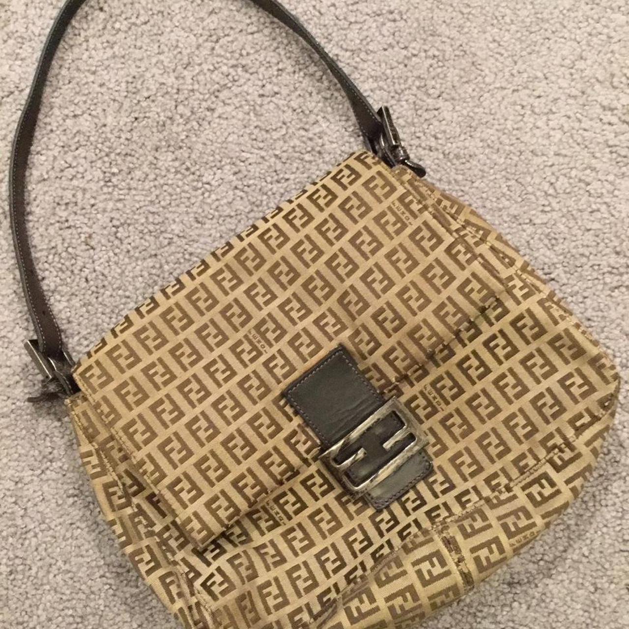 Vintage Fendi baguette! Black neoprene with silver - Depop