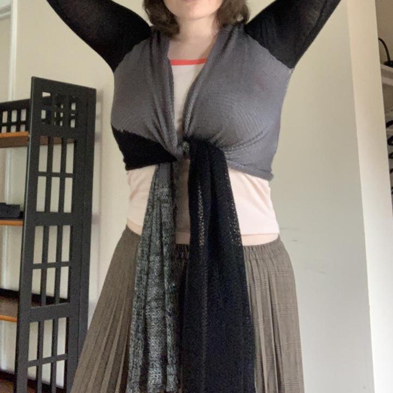Two-toned black and grey cardigan, wraps around the... - Depop
