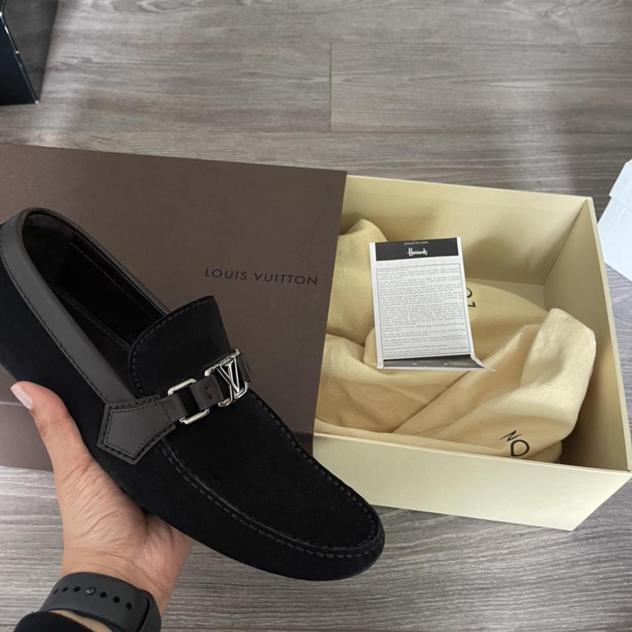 Louis Vuitton Low Top Sneakers Suede, Black, - Depop