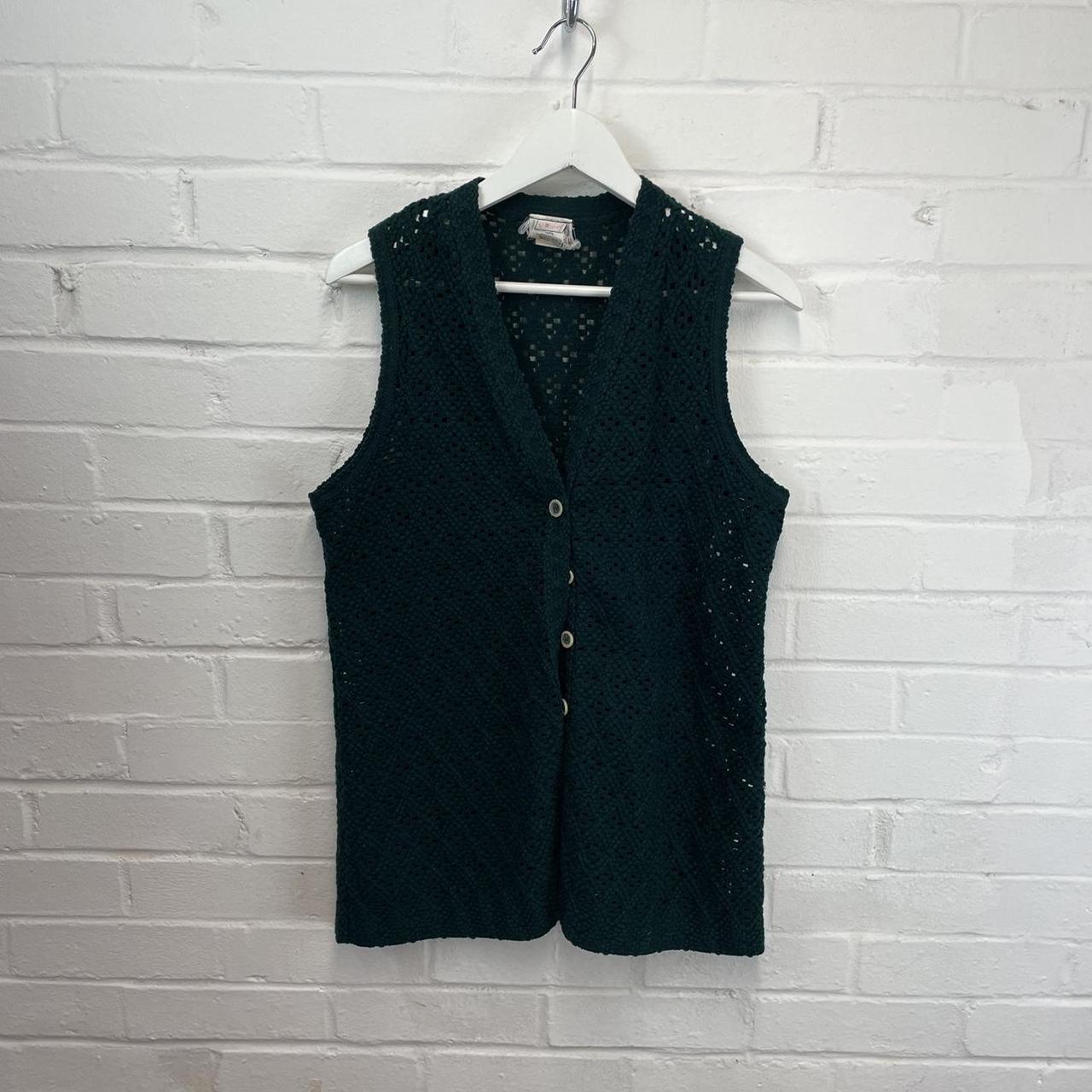 Women’s vintage emerald green sweater vest knitted,... Depop