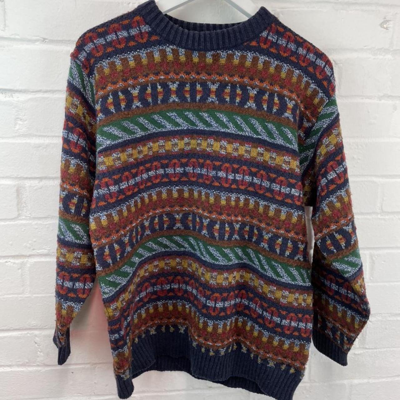 St Michael vintage Aztec print jumper, heavy weight,... - Depop