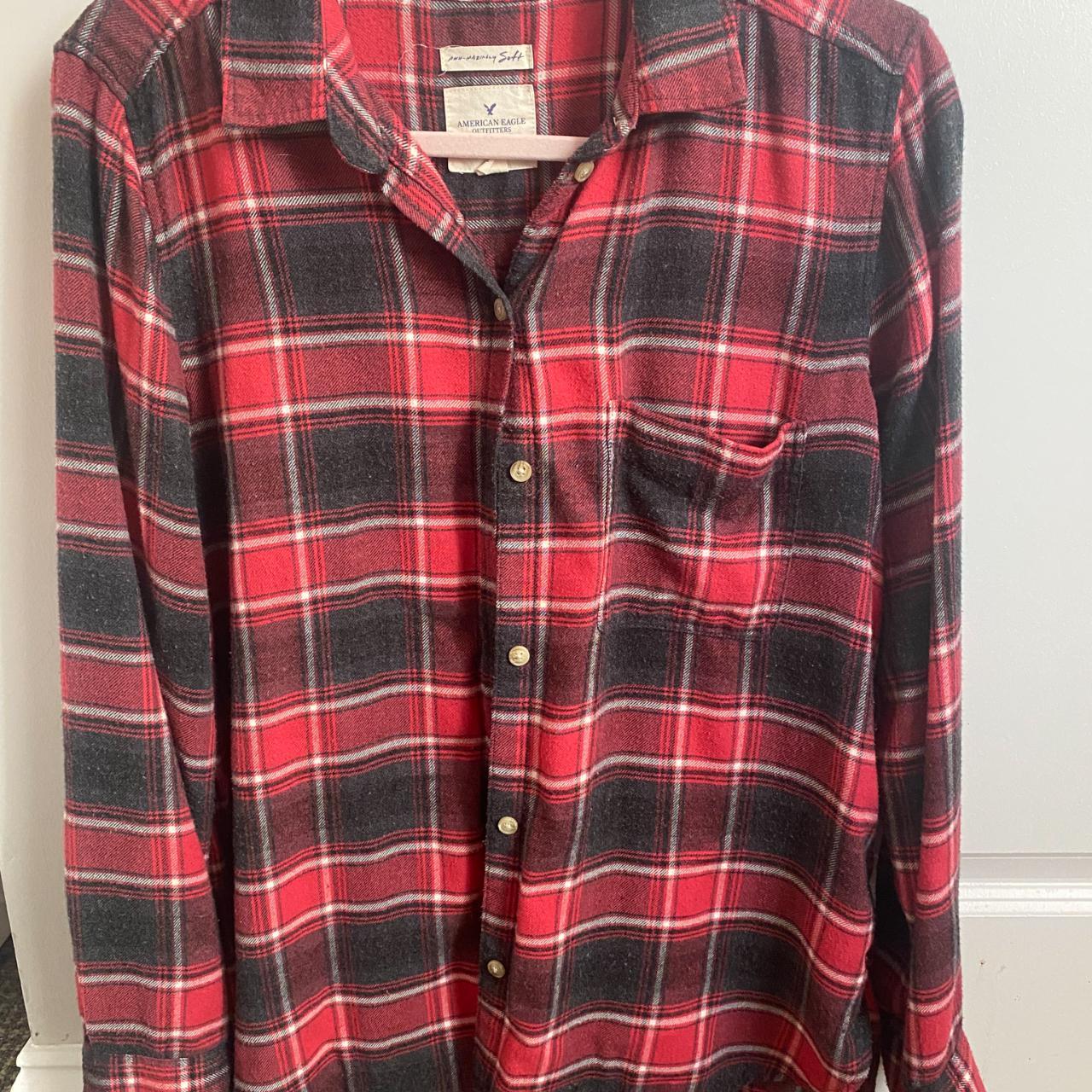 Red, black, & white American Eagle flannel. Very... - Depop