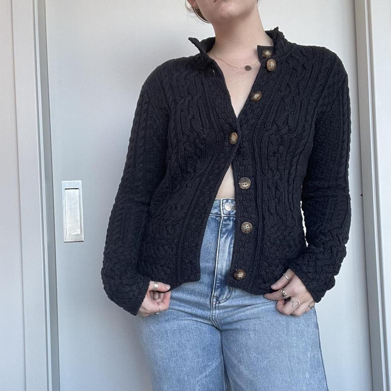 Talbots Women's Navy and Brown Cardigan | Depop