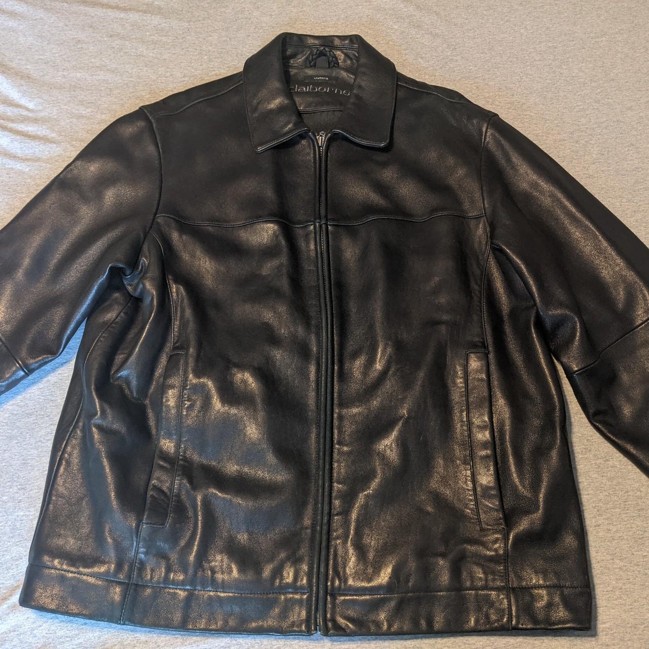 Black Lambskin Leather Jacket size XL by Claiborne Depop