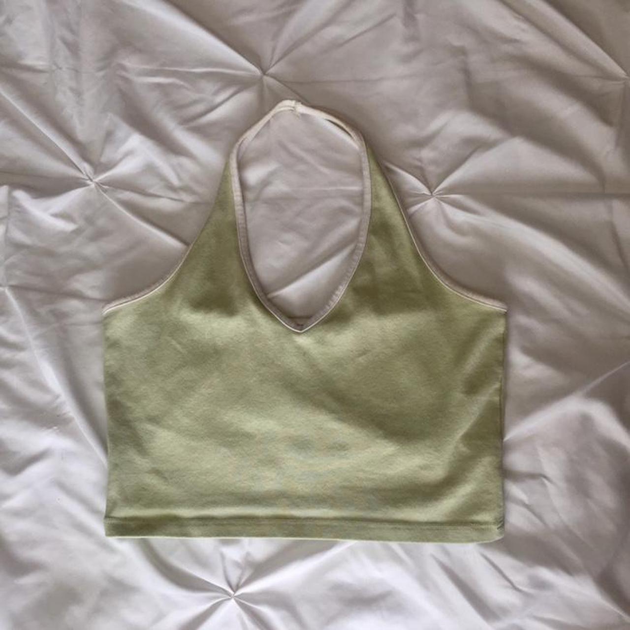 Brandy Melville green halter top! Worn once Great - Depop