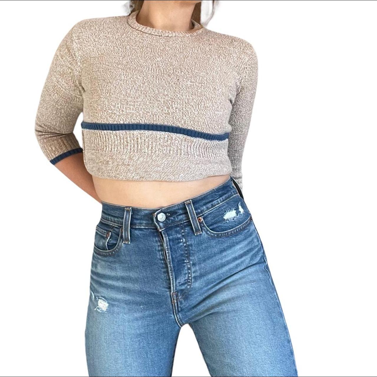 Cropped jumper with online elasticated waist