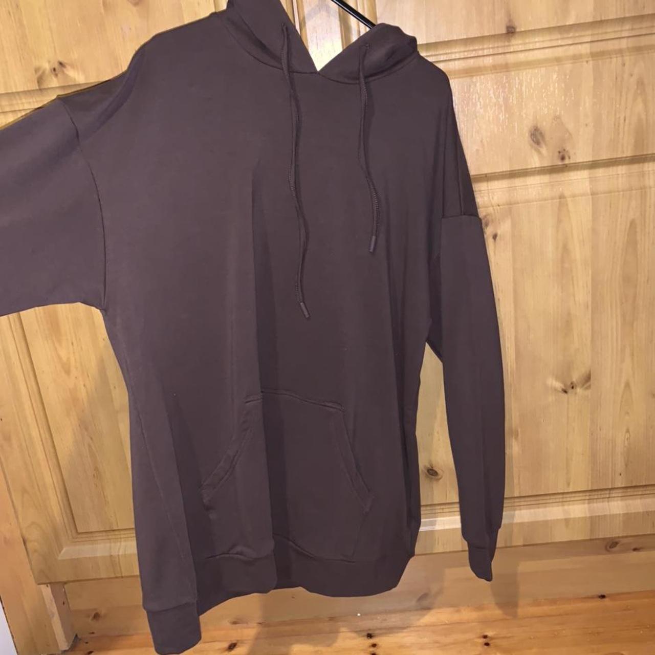 Oversized brown hoodie from Meshki, with meshki logo... - Depop