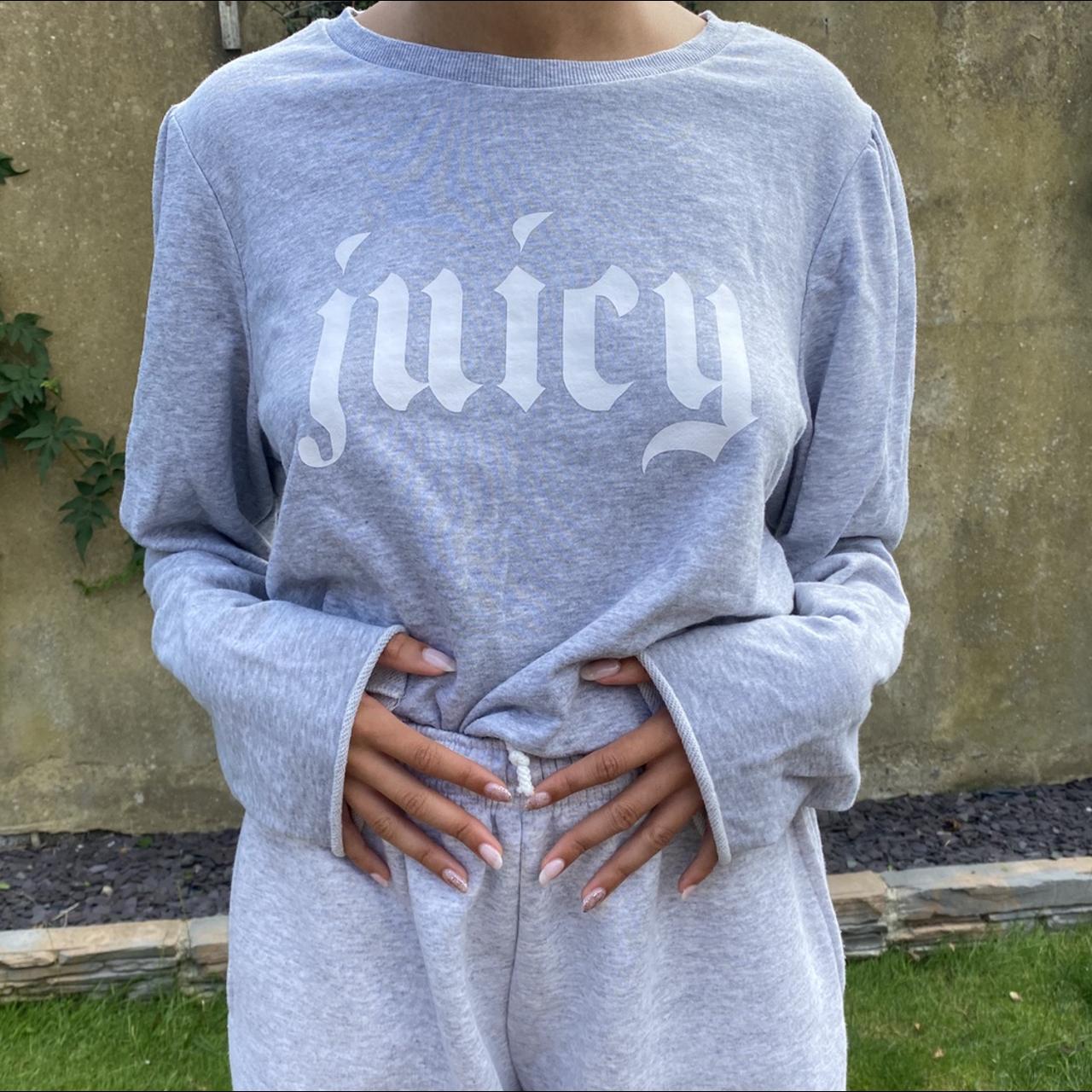 Grey juicy couture sweatshirt jumper with puffed... - Depop