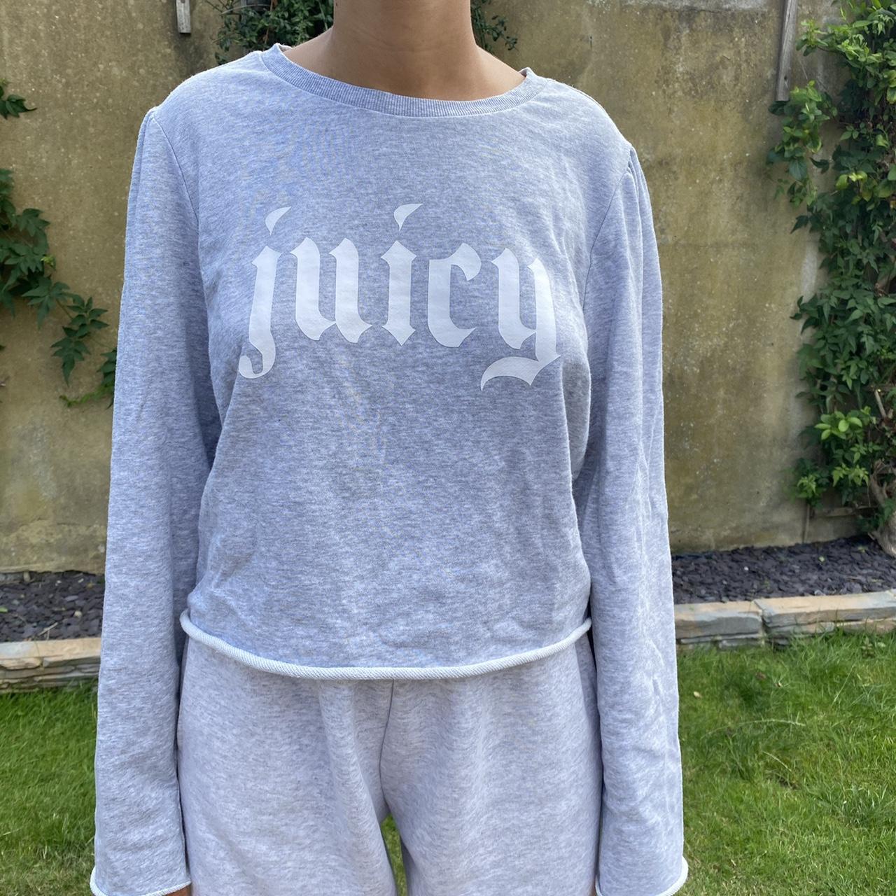Grey juicy couture sweatshirt jumper with puffed... - Depop