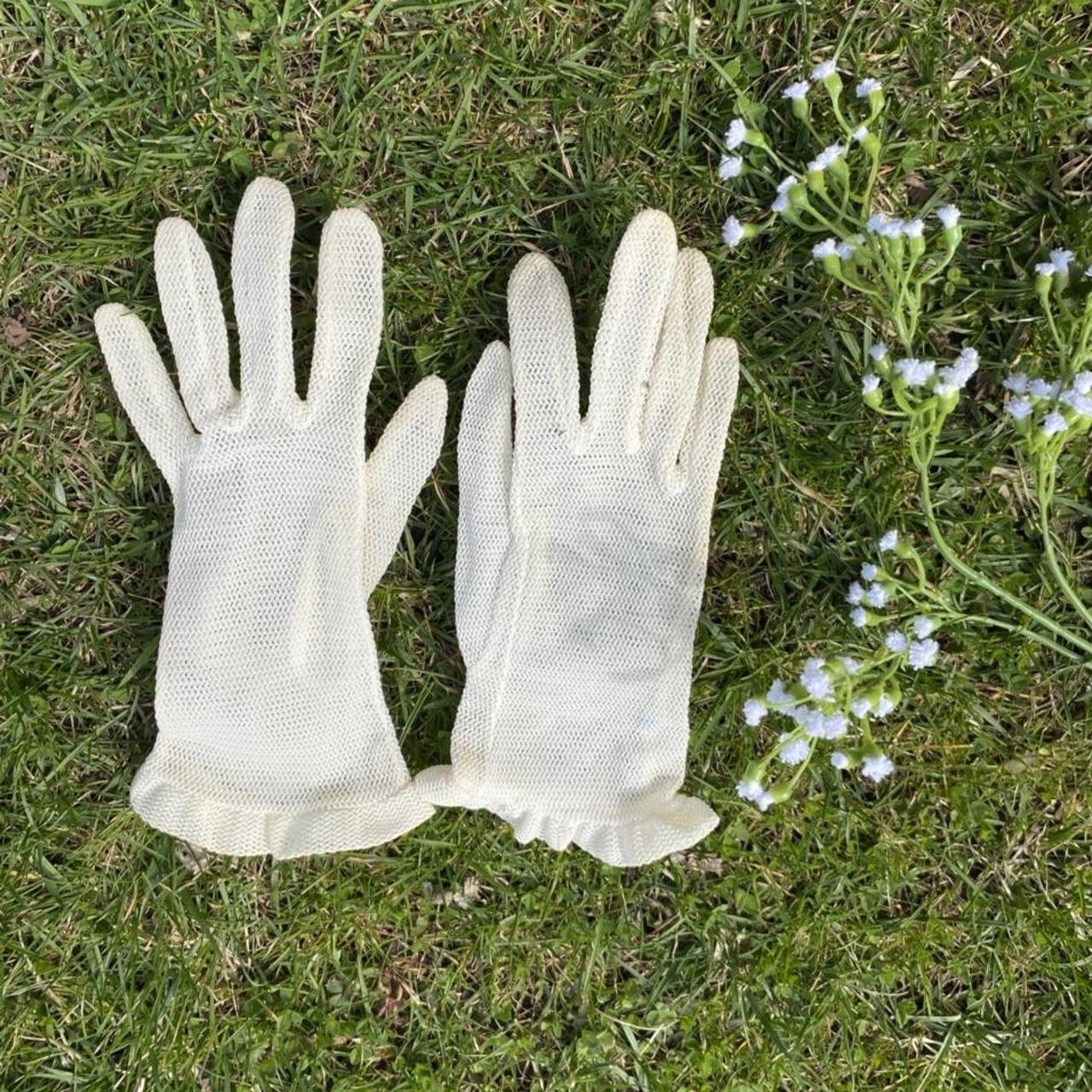 Vintage cream white gloves Made out of a net like... Depop