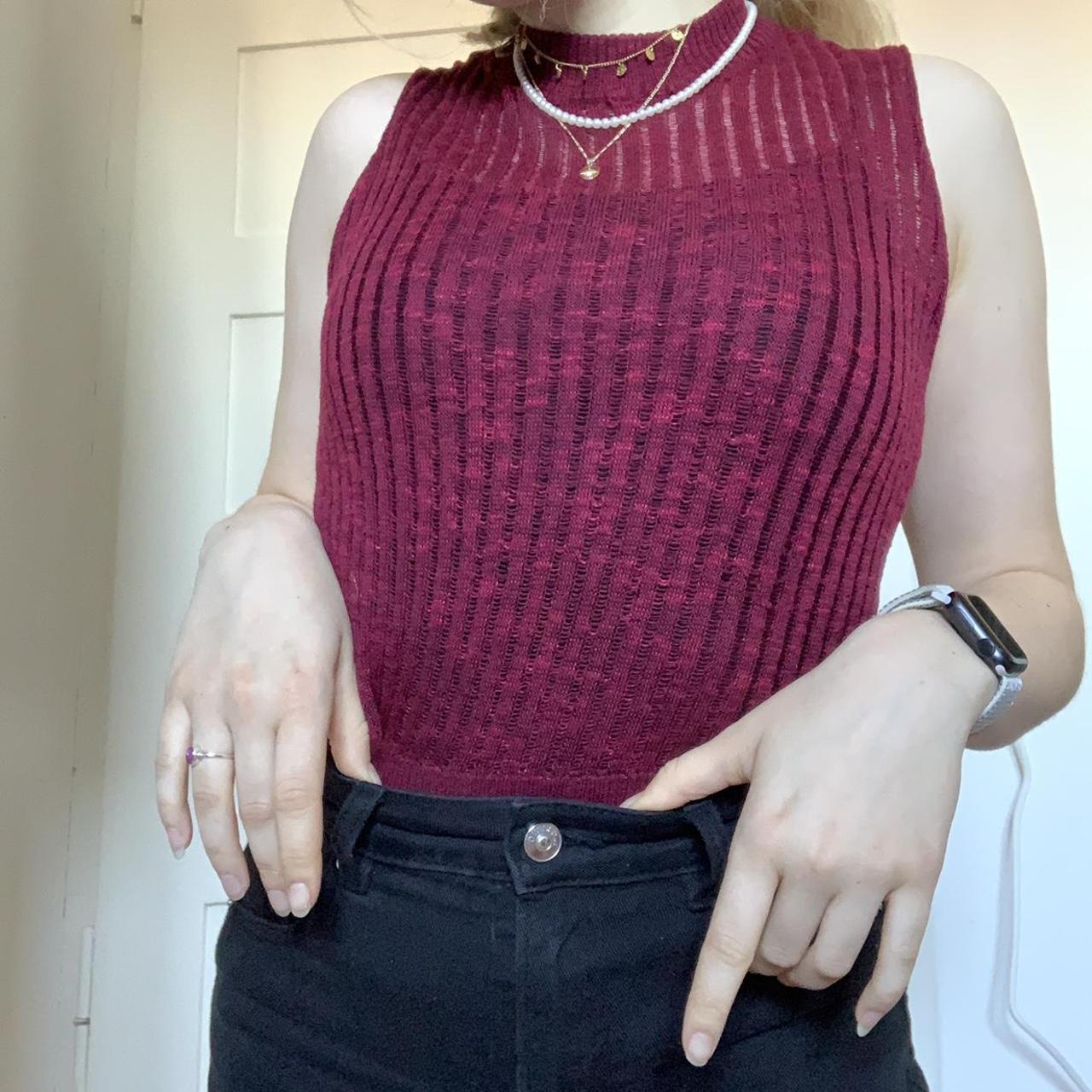 Unbranded Women's Red and Burgundy Crop-top