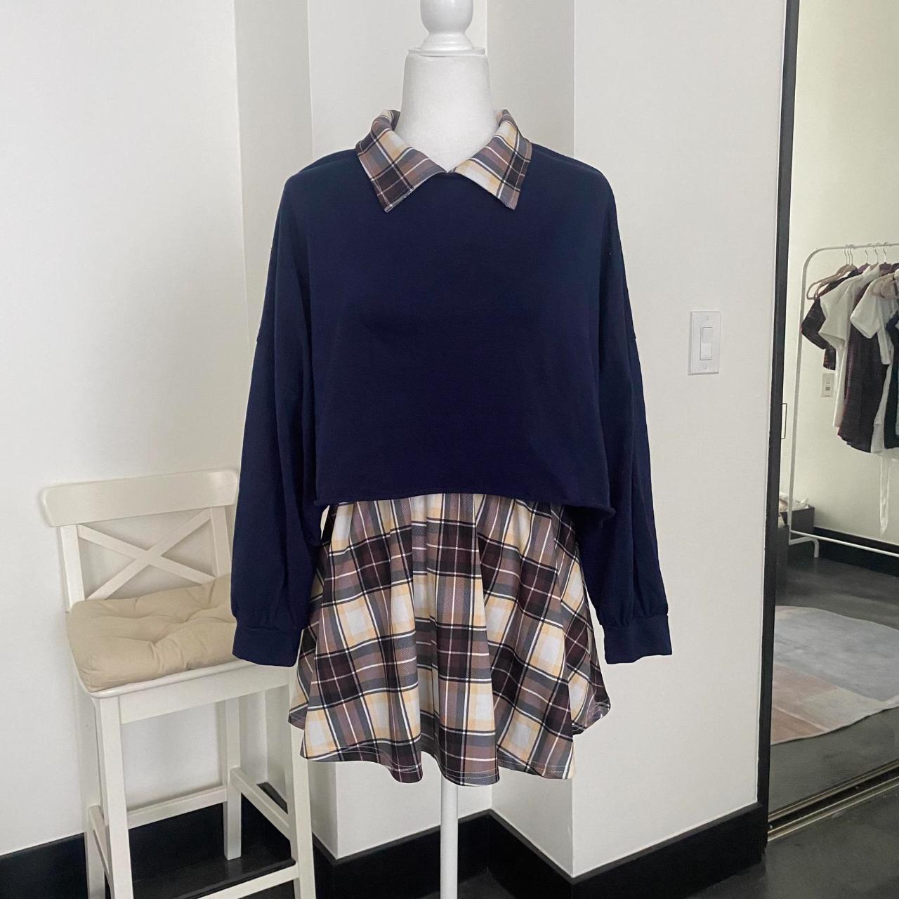 Romwe Women's White and Blue Blouse