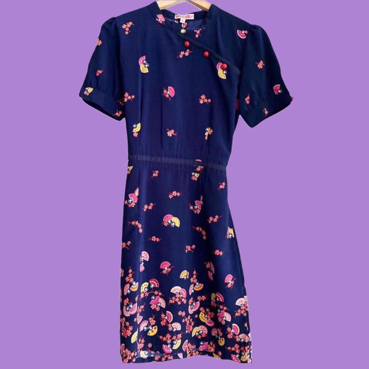 women-s-navy-and-pink-dress-depop