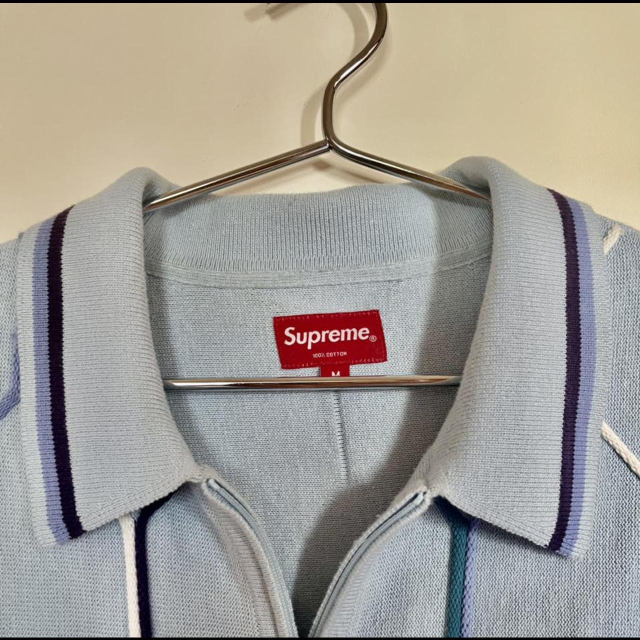 Supreme Hex Zip Up Polo Shirt blue