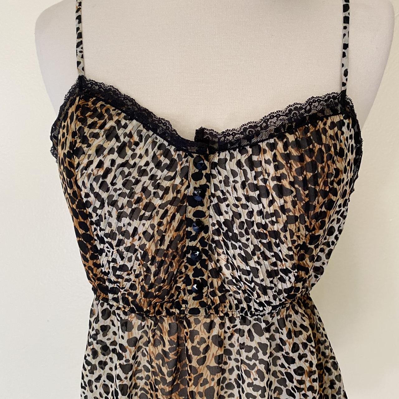Late 2000s leopard print babydoll cami top from... - Depop