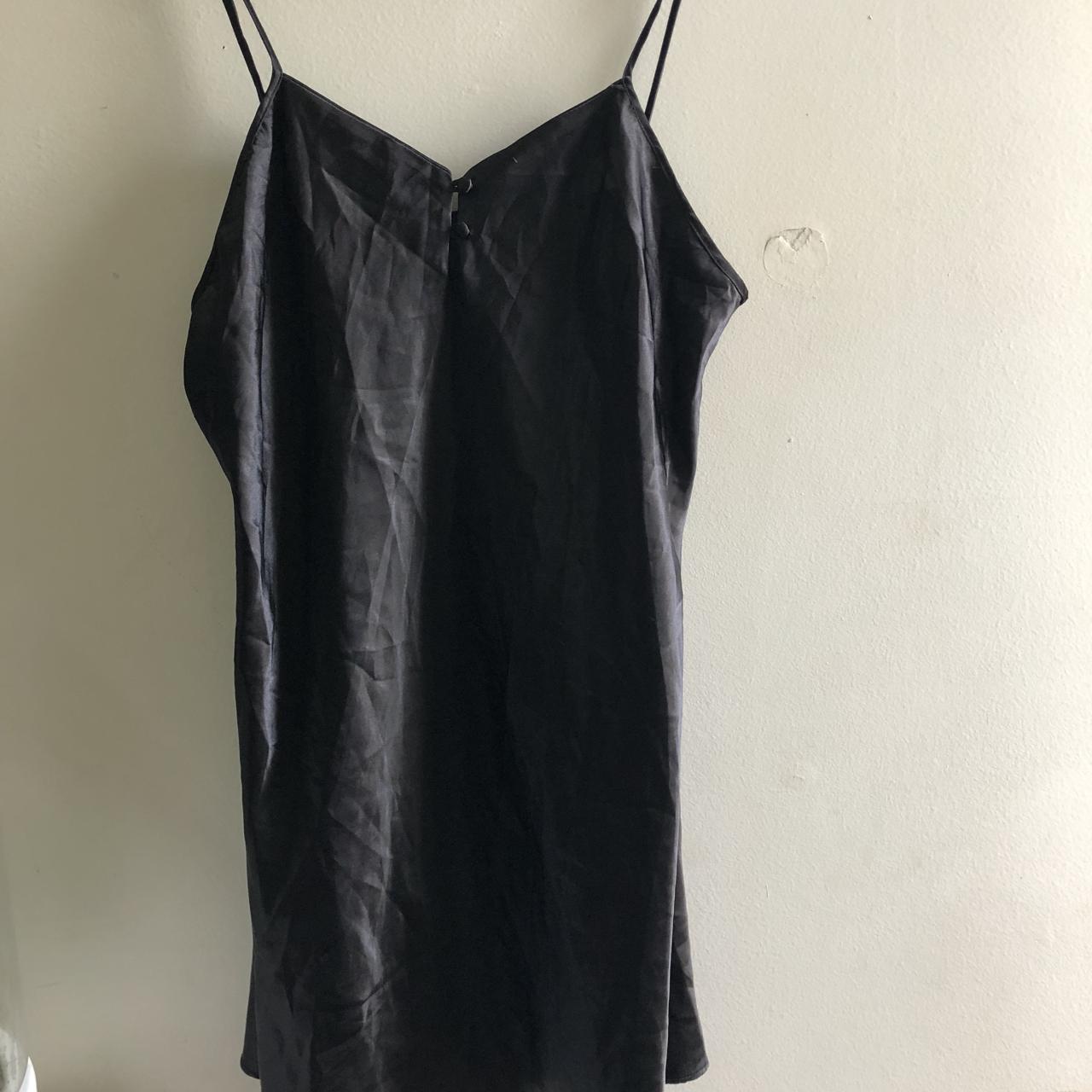 Black satin slip! Perfect basic slip to dress up or... - Depop