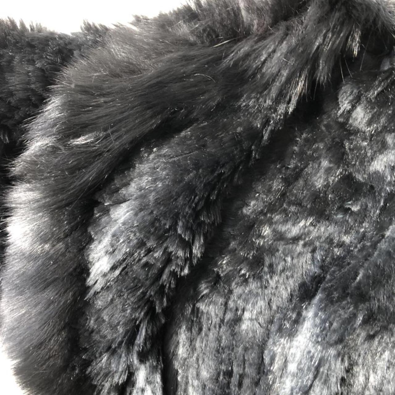 Genuine rabbit fur coat in black never worn. Bought - Depop