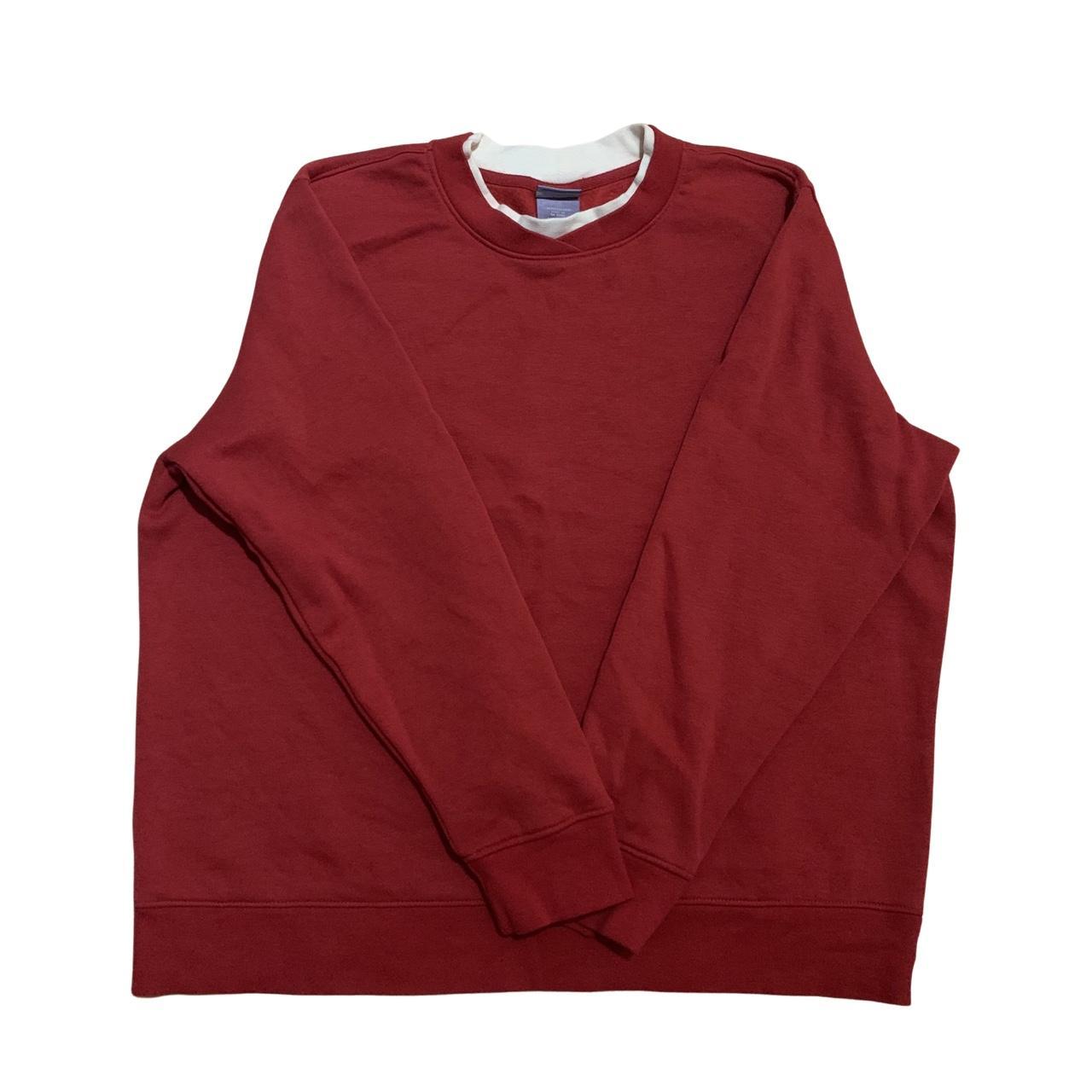 Plain Red Vintage Double Collar Sweatshirt Heavy... Depop