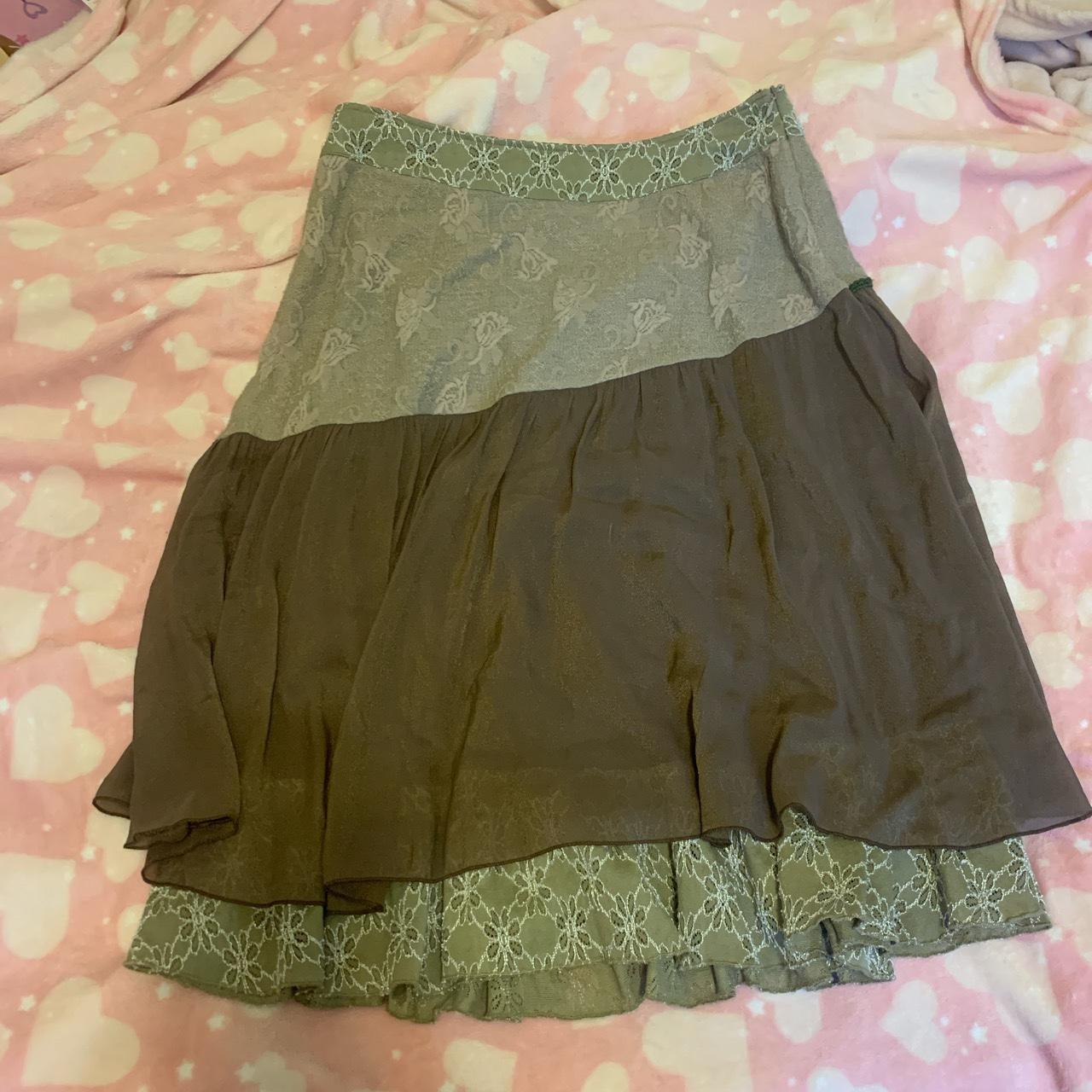 Women's Khaki and Brown Skirt | Depop