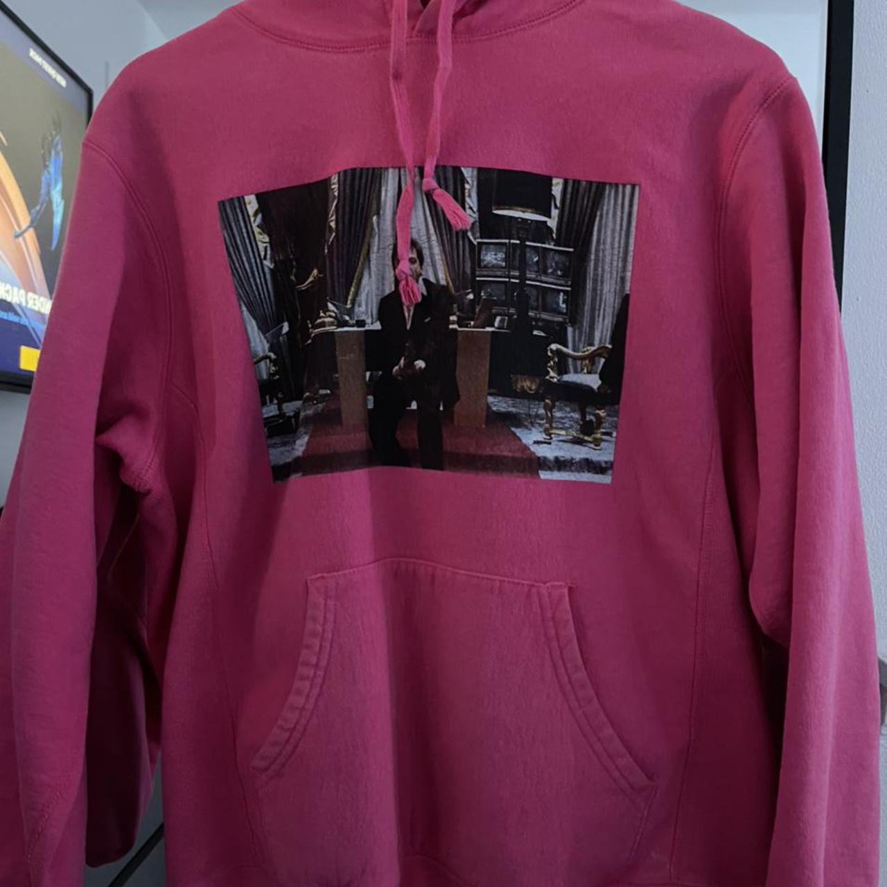 supreme scarface hoodie magenta size MEDIUM good... - Depop