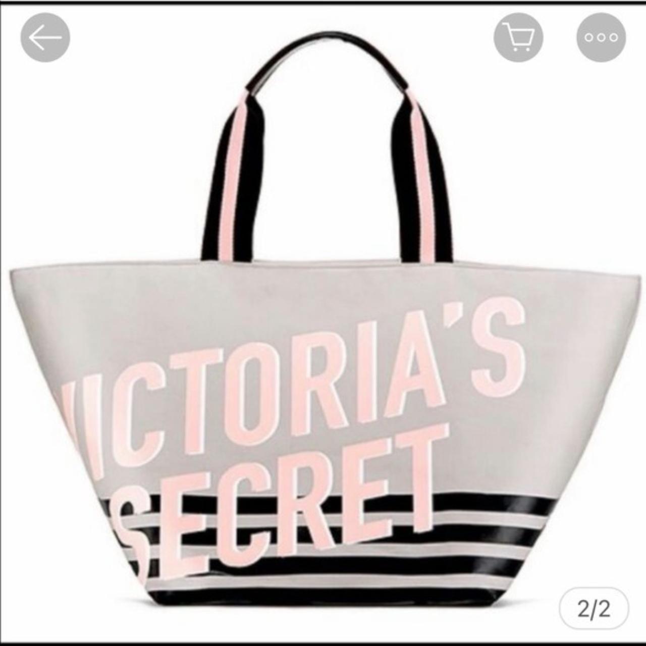 Light gray colored large tote bag with Pink... - Depop