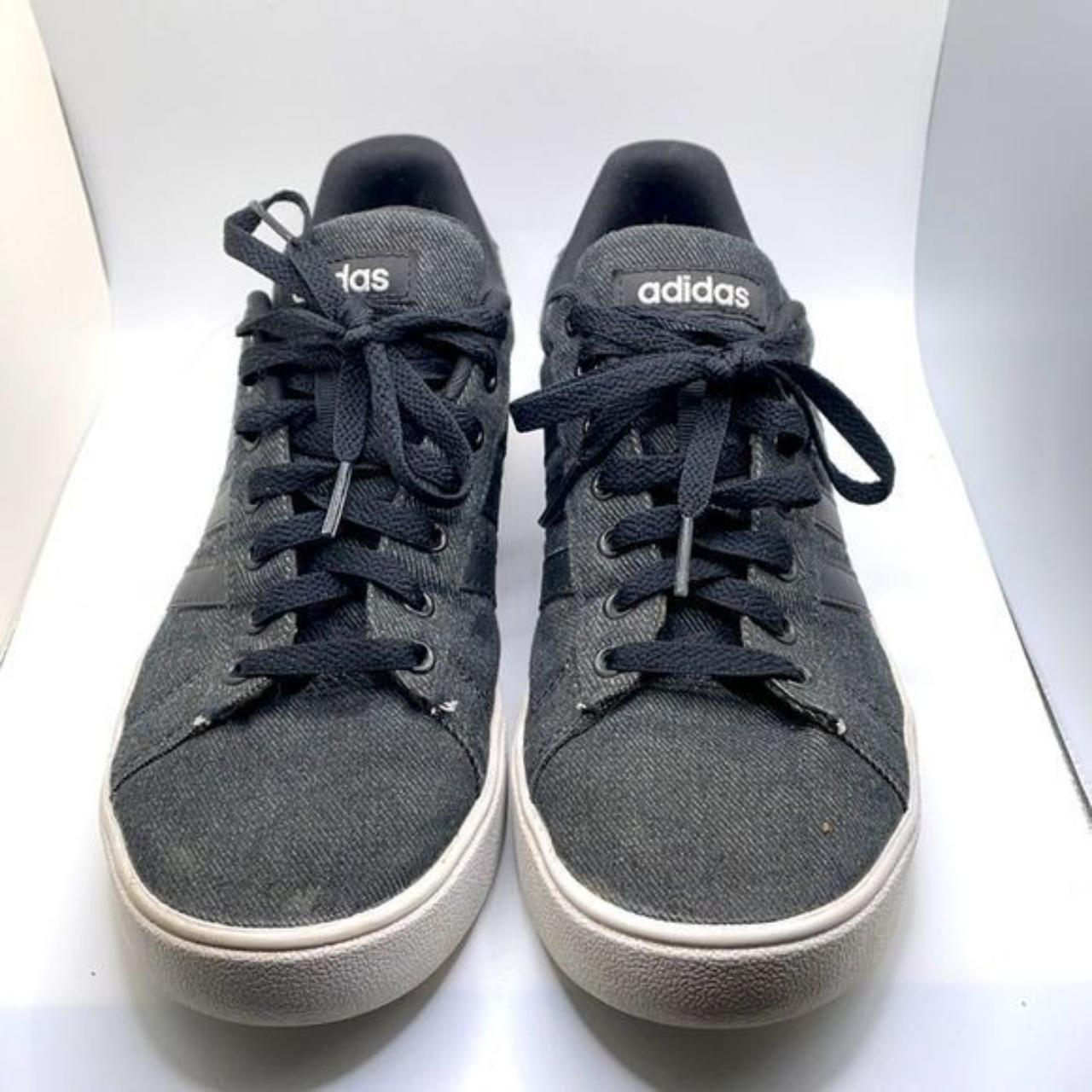 Black lace up sneakers made of a denim like material... - Depop