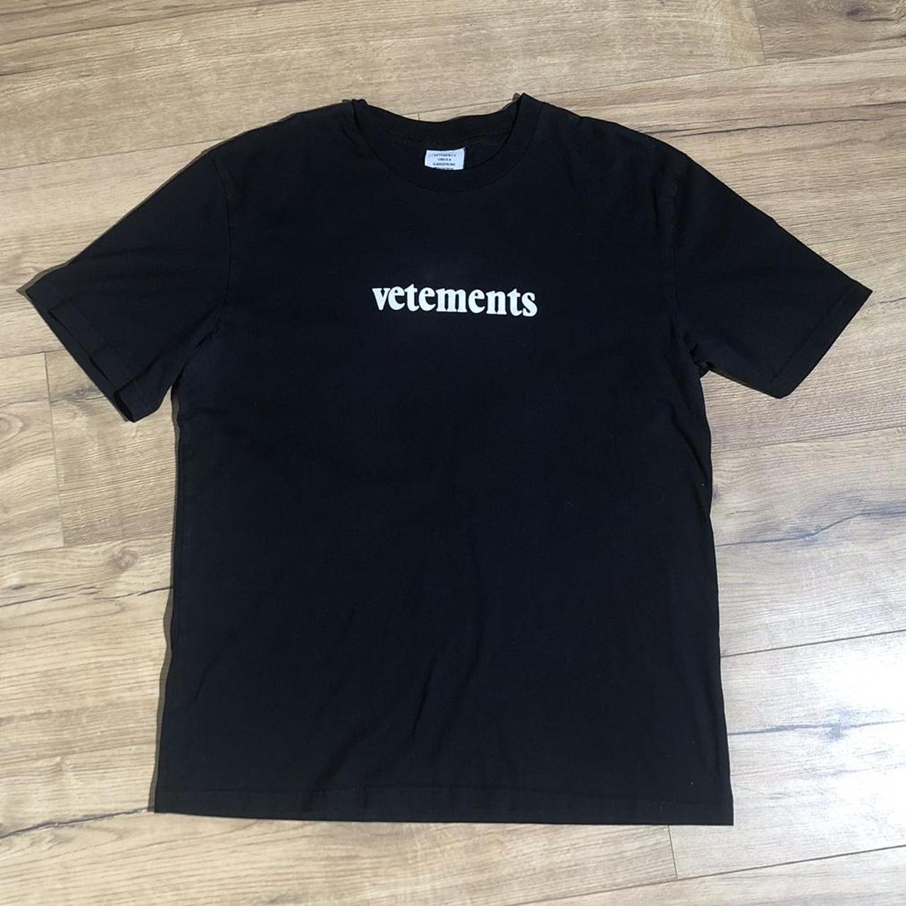 Black Logo T-Shirt Vetements Vetememts logo black... - Depop