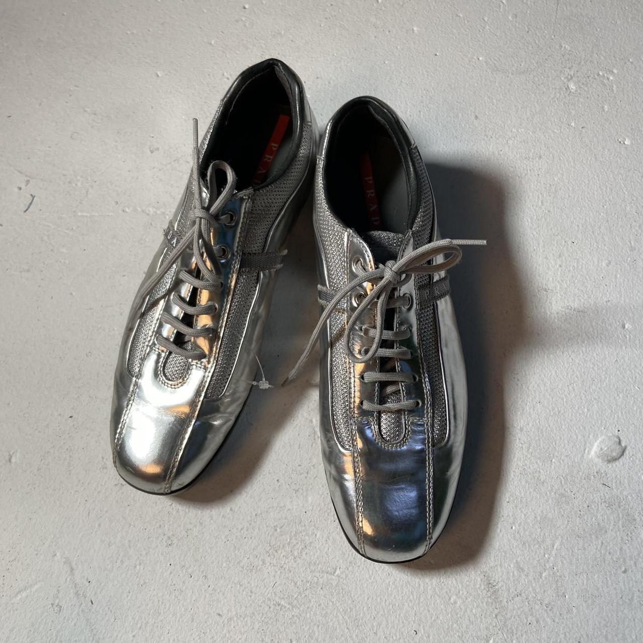 Silver hot sale prada trainers