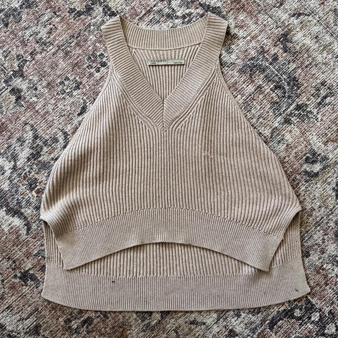 AllSaints Women's Cream and Pink Vest Depop