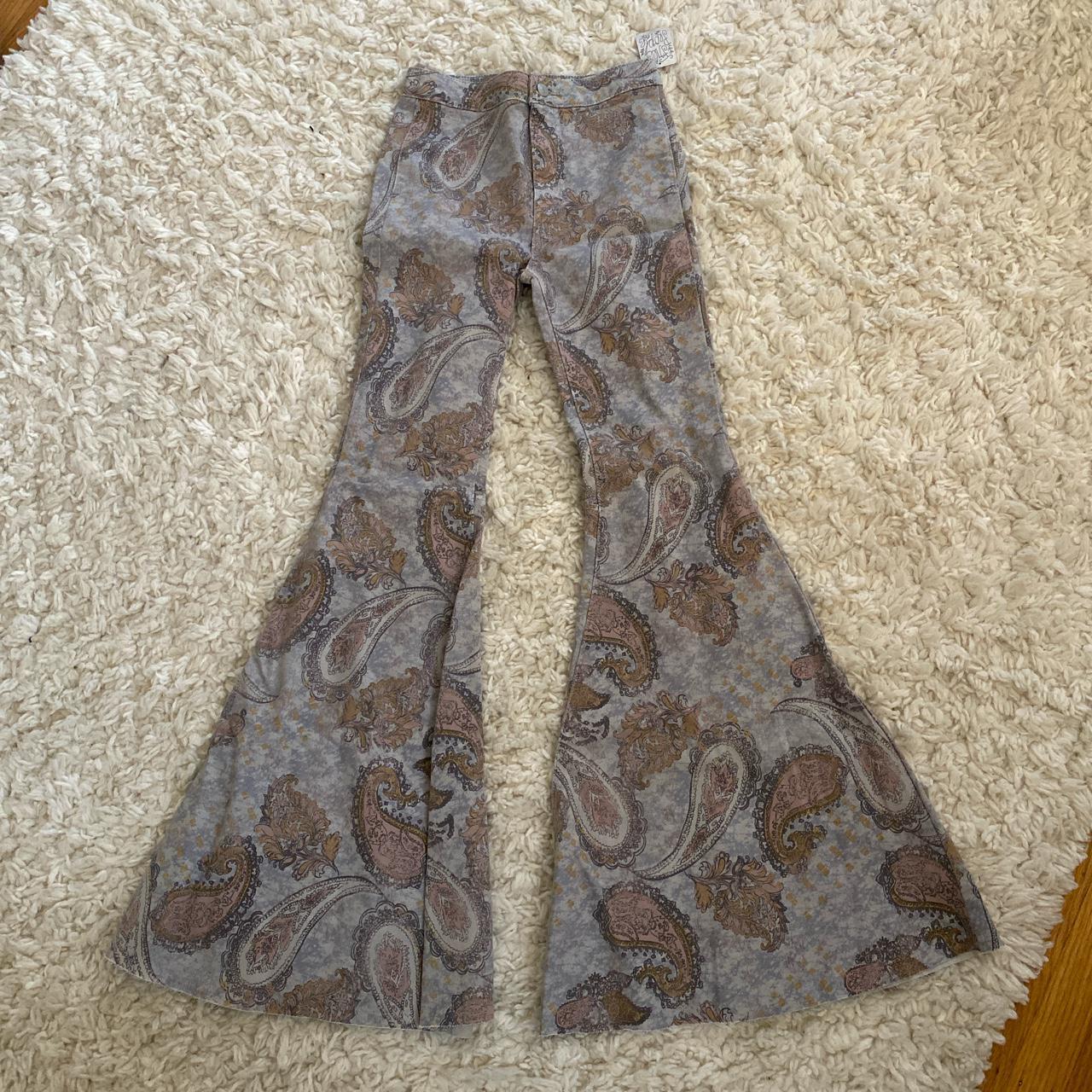High waisted paisley wide leg/ flare jeans from... - Depop