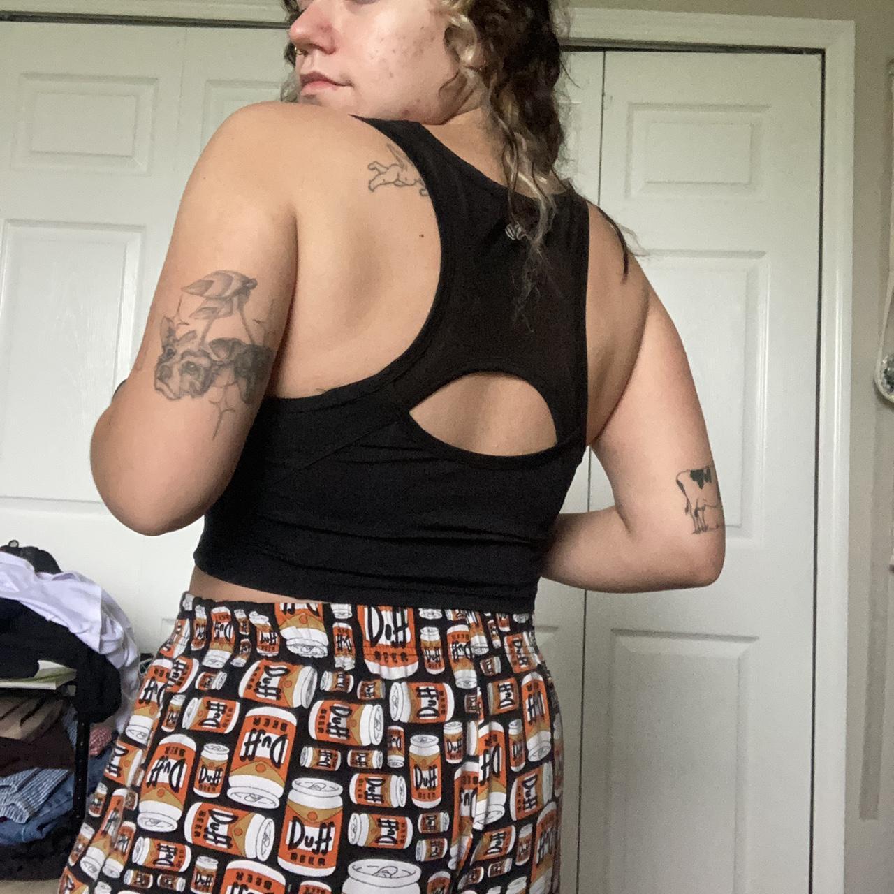 black workout cropped tank top/sports bra with a... Depop