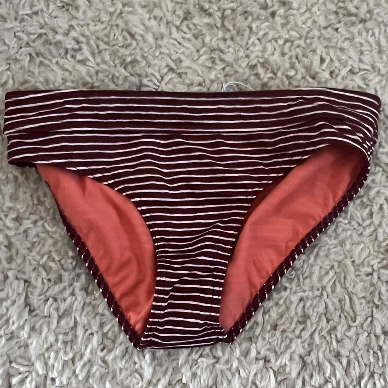 PrAna Women's Burgundy and White Bikini-and-tankini-bottoms | Depop