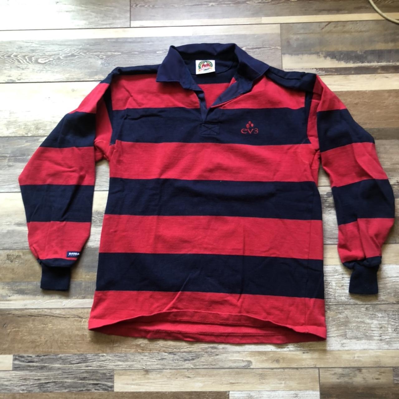 Barbarian Rugby Shirt Heavyweight Cotton RED/ NAVY... Depop