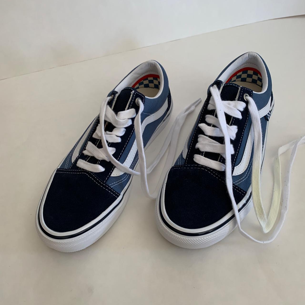 old skool navy and white vans! 🗻 these shoes are... - Depop