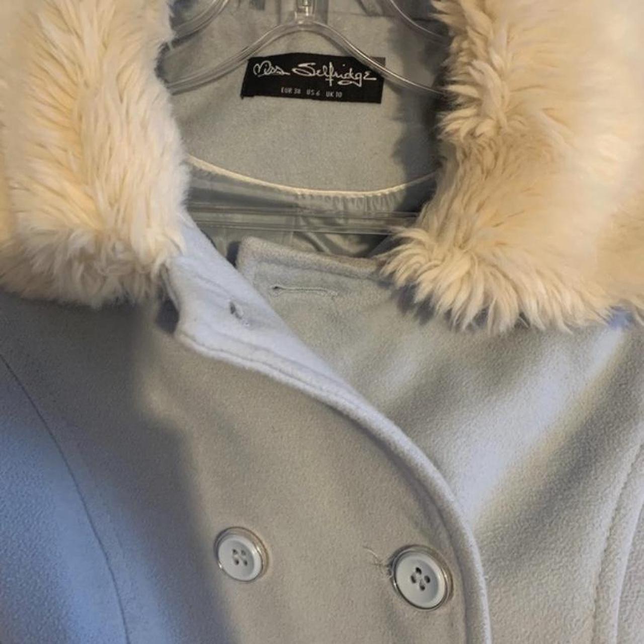 Light blue coat on sale with fur collar