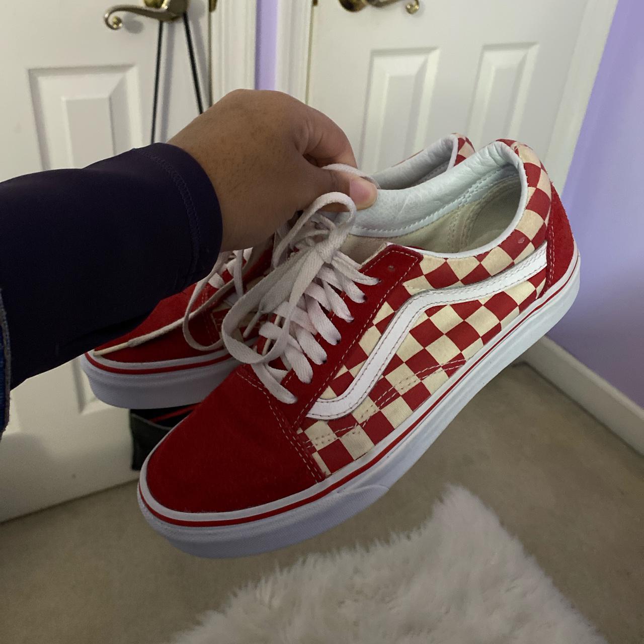 mens red checkerboard vans