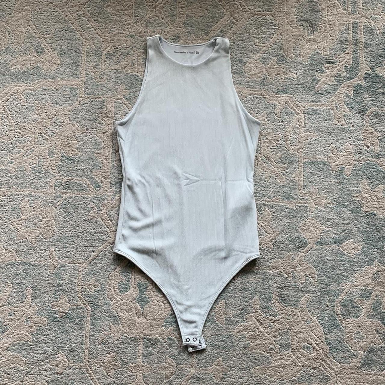 NWOT Abercrombie Ribbed High Neck Bodysuit In Light Depop