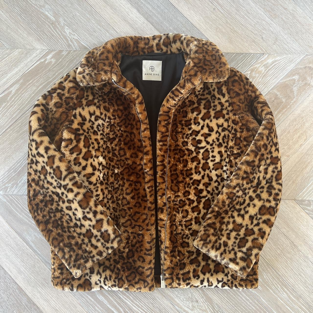 Anine Bing Molly faux fur leopard coat. Worn once Depop