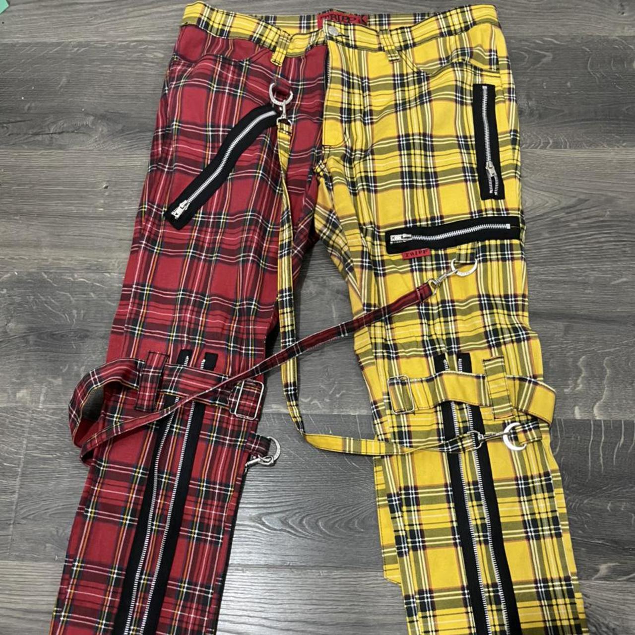 yellow plaid bondage pants