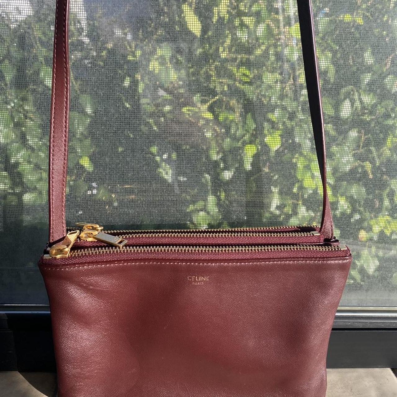 Celine trio bag sale burgundy