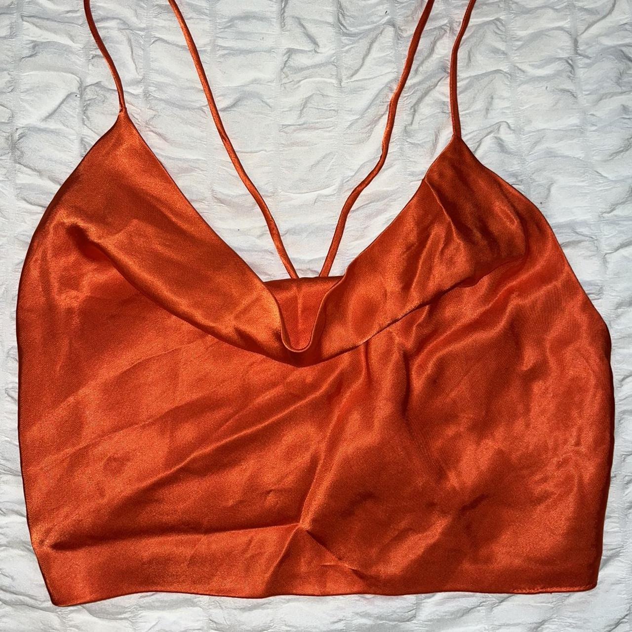 Zara Women's Orange Crop-top | Depop