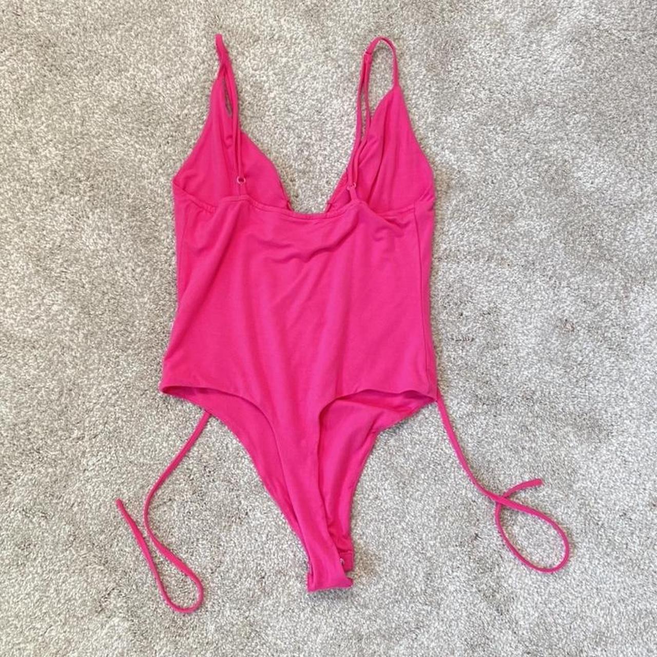 Bright Pink Lace Strappy Bodysuit