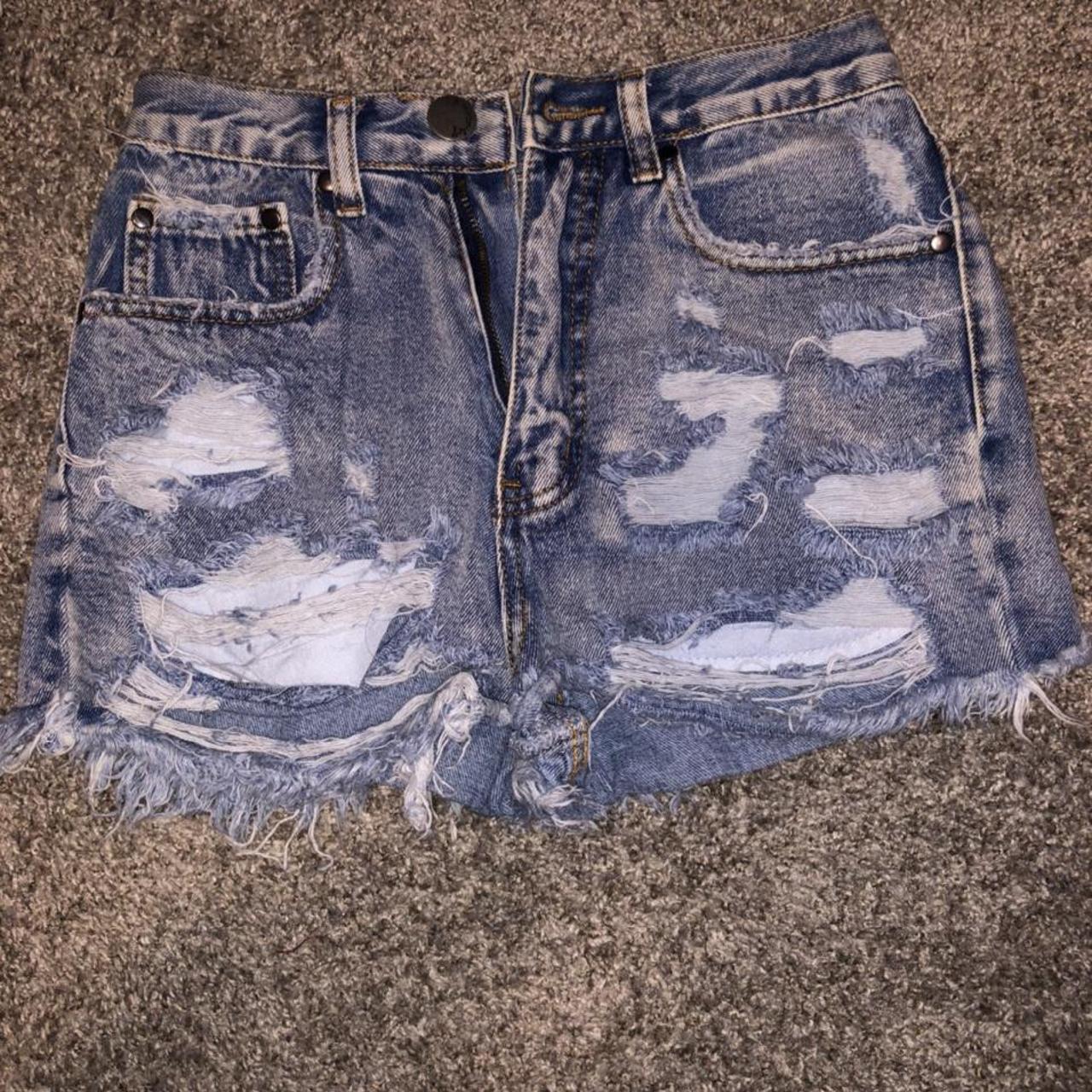 Dollskill denim shorts. size small. destressed.... Depop