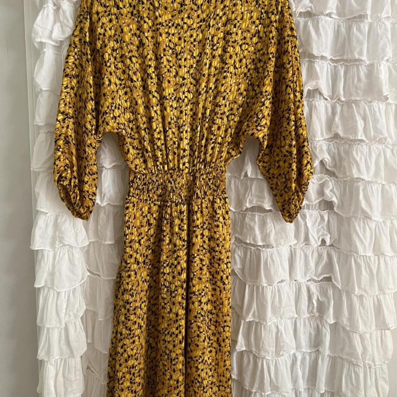 Golden print Anthropologie maxi dress. Bat-winged... - Depop